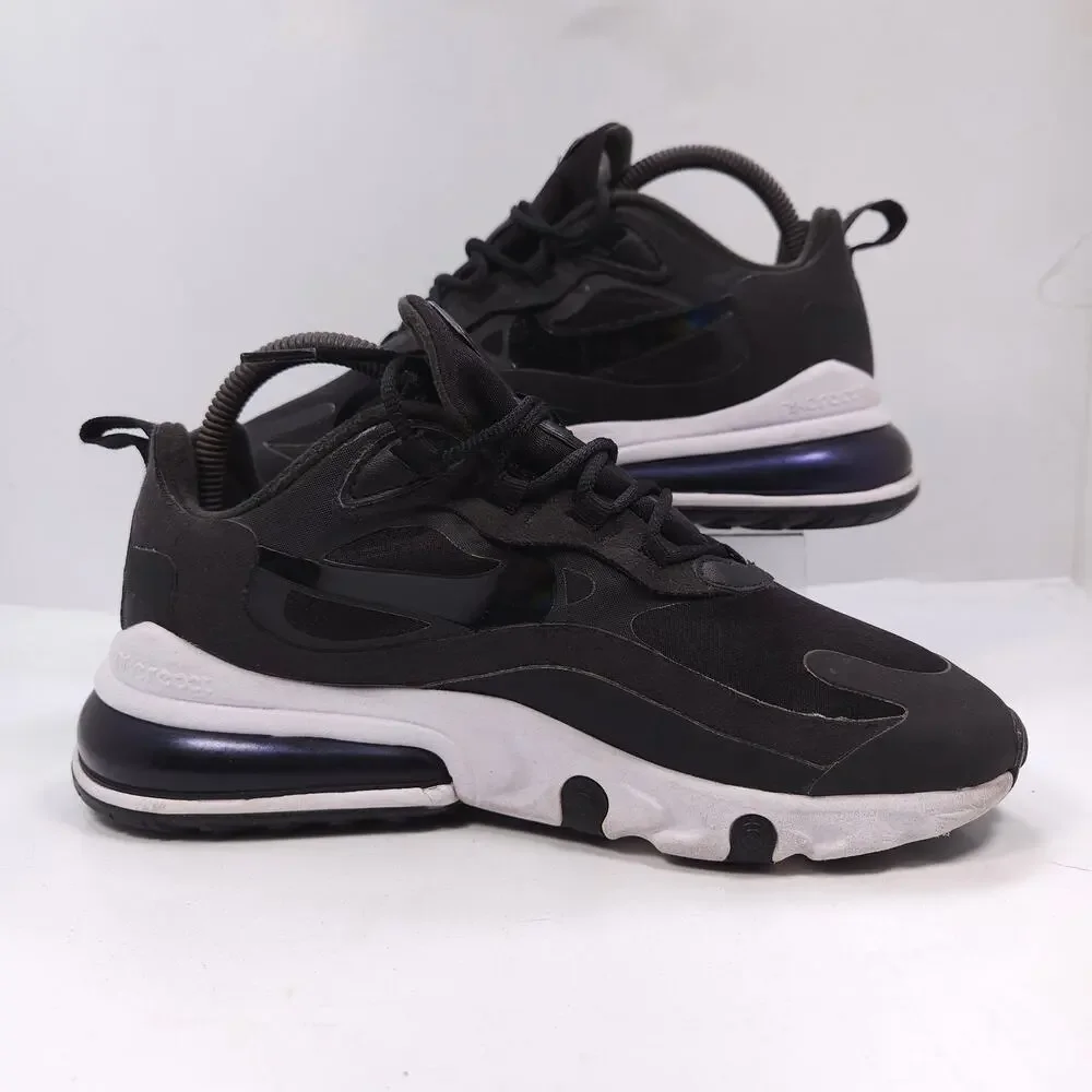 Nike Air Max 270 React Lace Up Athletic Shoe Womens Size 7 CJ0619-002 Black